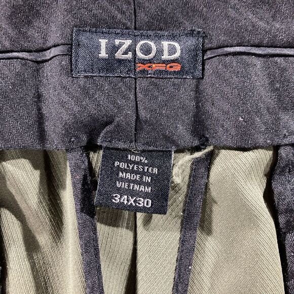 IZOD XFG Pleated Chino Dress Pants Mens Size 34x30 Olive Green 100% Polyester‎ - Picture 6 of 11